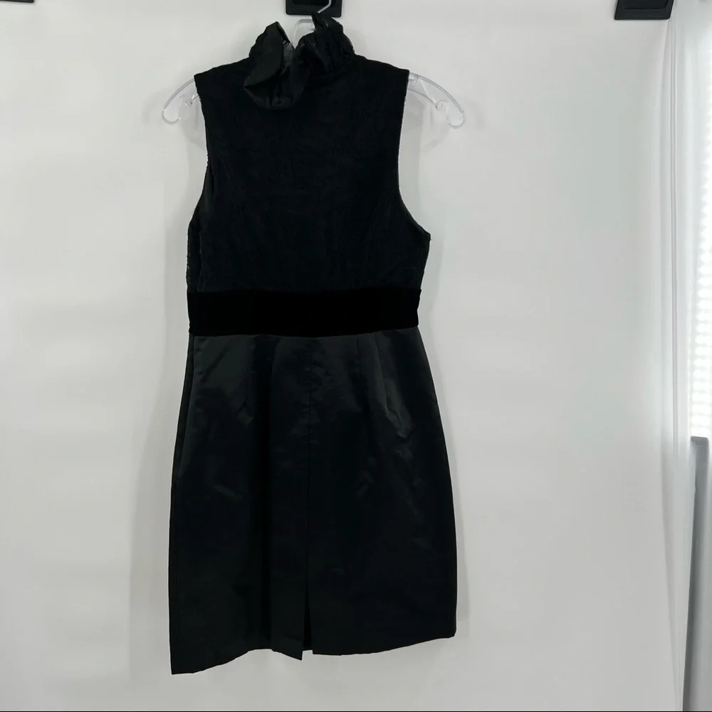 Frock Tracy Reese black ruffle collar seude belt sleeveless dress 4